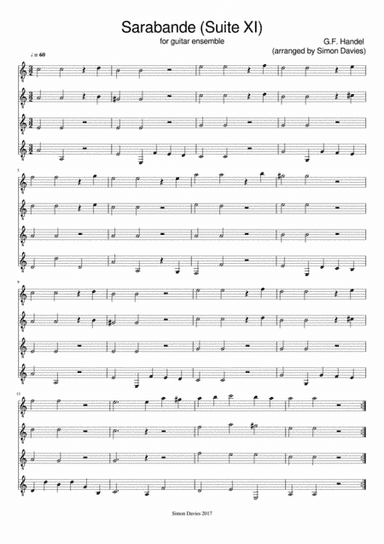 Sarabande (from Suite no.11) - G.F. Handel arranged for guitar ensemble (arr. Simon Davies)