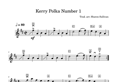 Kerry Polka-easy violin/lead sheet (arr. Sharon Sullivan)