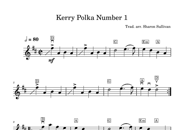 Kerry Polka-easy violin/lead sheet (arr. Sharon Sullivan)