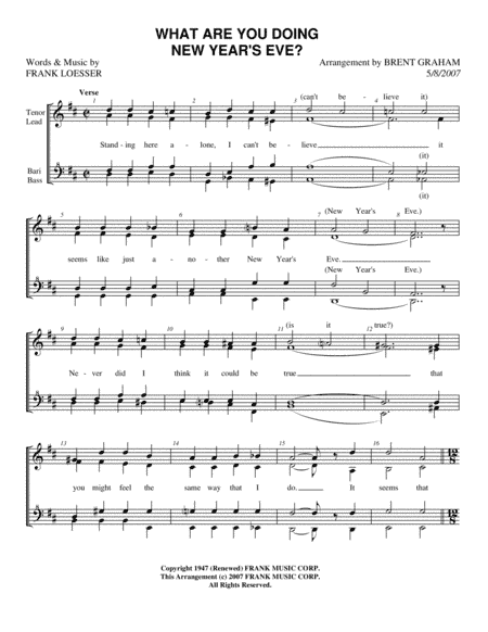 What Are You Doing New Year's Eve? (arr. Brent Graham)