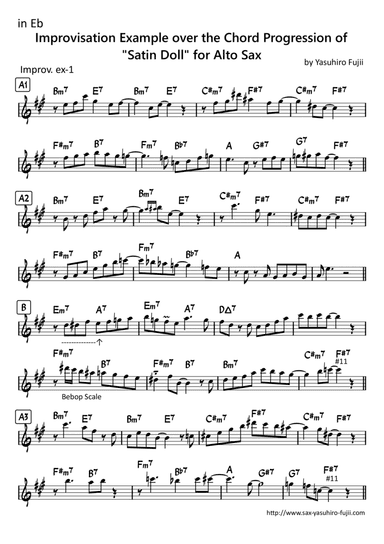 Improvisation Example over the Chord Progression of Satin Doll for Alto Sax