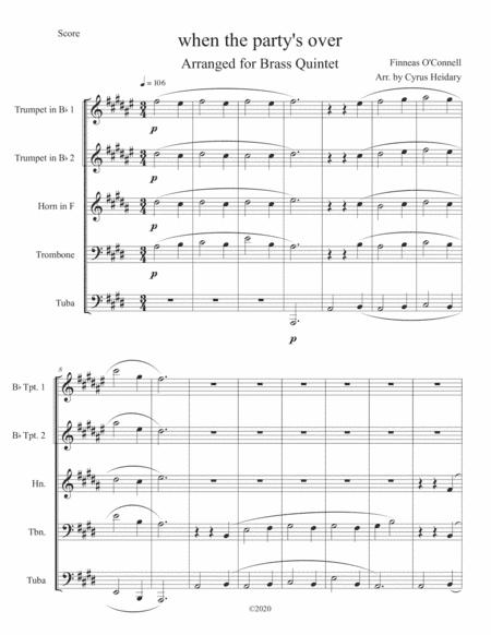 When The Party's Over (arr. Cyrus Heidary)