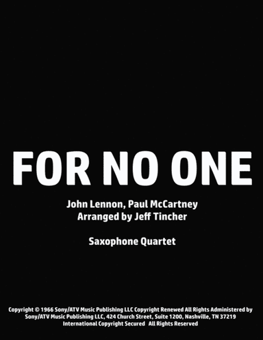 For No One (arr. Jeff Tincher)