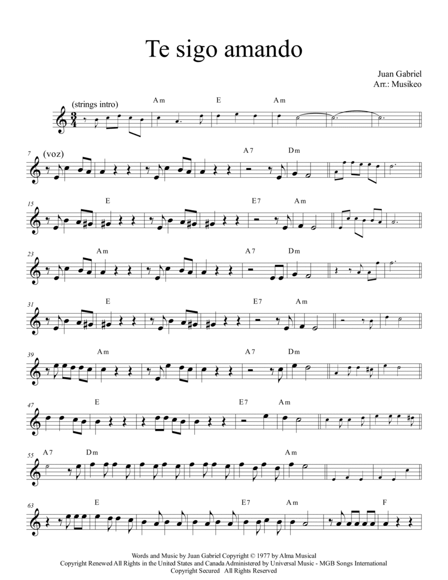 Te Sigo Amando (arr. Musikeo)