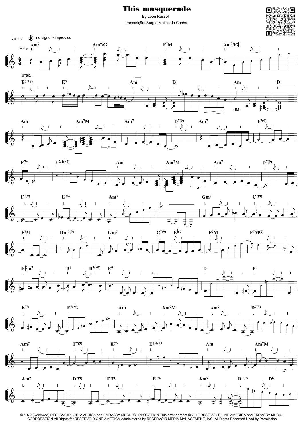 This Masquerade (arr. Piano)