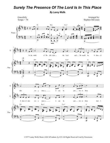 Surely The Presence Of The Lord Is In This Place (arr. Stephen DeCesare)
