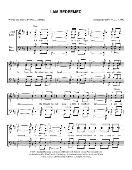 I Am Redeemed (arr. Paul A. Jorg)