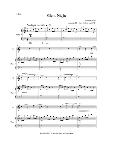 Silent Night - 2-Part (arr. Arranged by Gary Aubry (ASCAP))