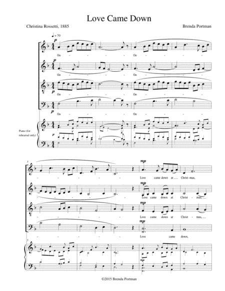 Love Came Down (SATB acapella) - Brenda Portman (arr. Brenda Portman)
