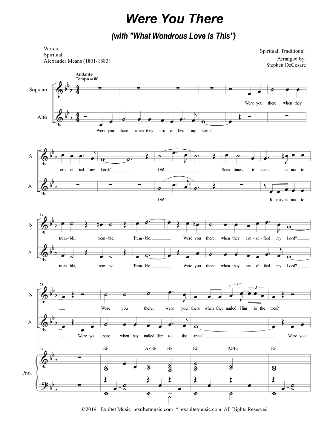 Were You There (with "What Wondrous Love Is This") (for 2-part choir - (SA) (arr. Stephen DeCesare)