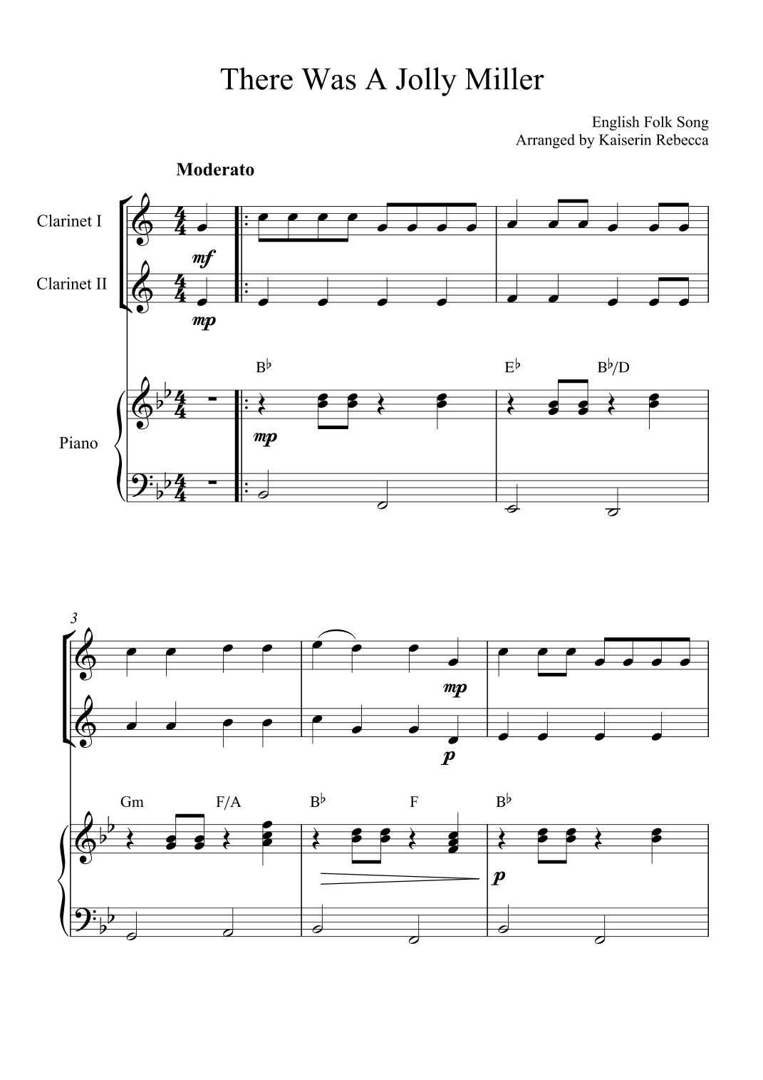 There Was A Jolly Miller (arr. Kaiserin Rebecca)