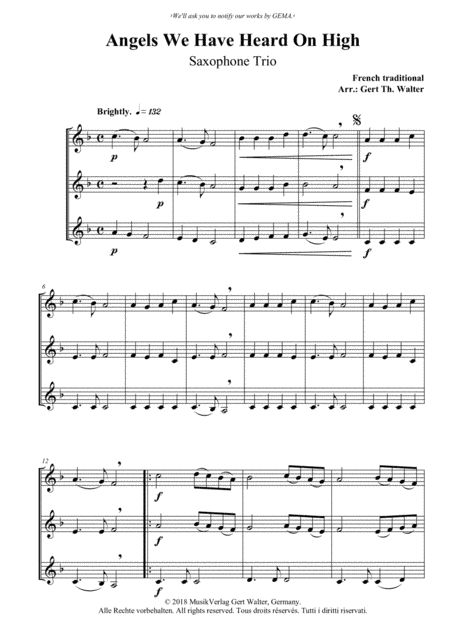 Angels We Have Heard On High (arr. Gert Th. Walter)