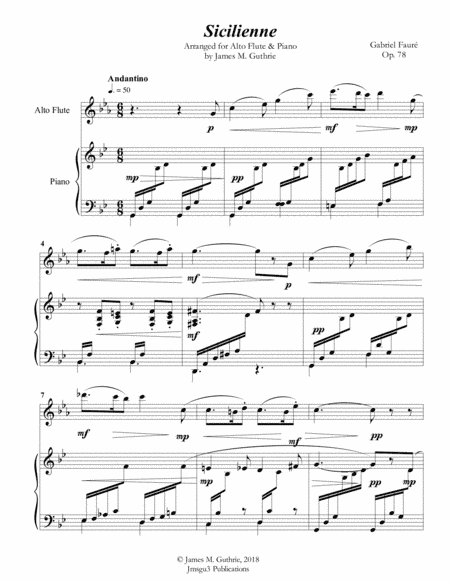 Fauré: Sicilienne for Alto Flute & Piano (arr. James M. Guthrie, ASCAP)