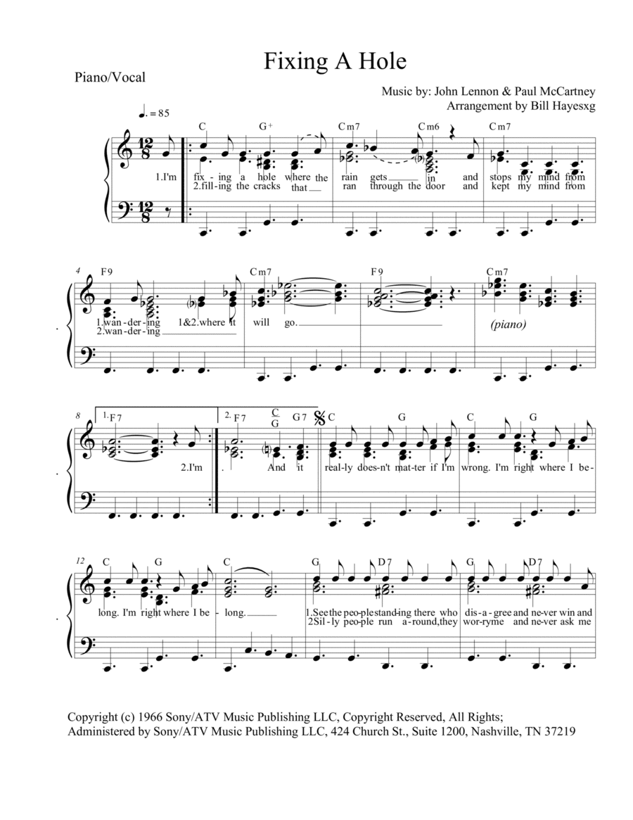 Fixing A Hole (arr. Bill Hayes)