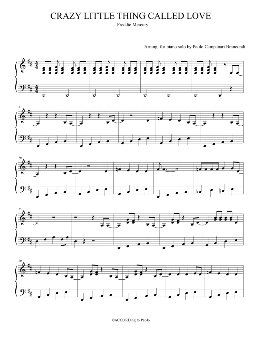 Crazy Little Thing Called Love (arr. Paolo Campanari Brancondi)
