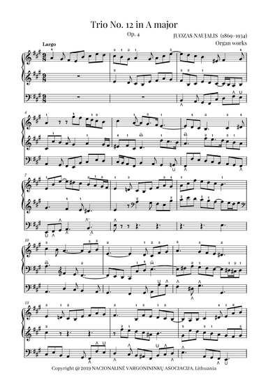 Trio No. 12 in A major, Op. 4 by Juozas Naujalis (1869–1934)