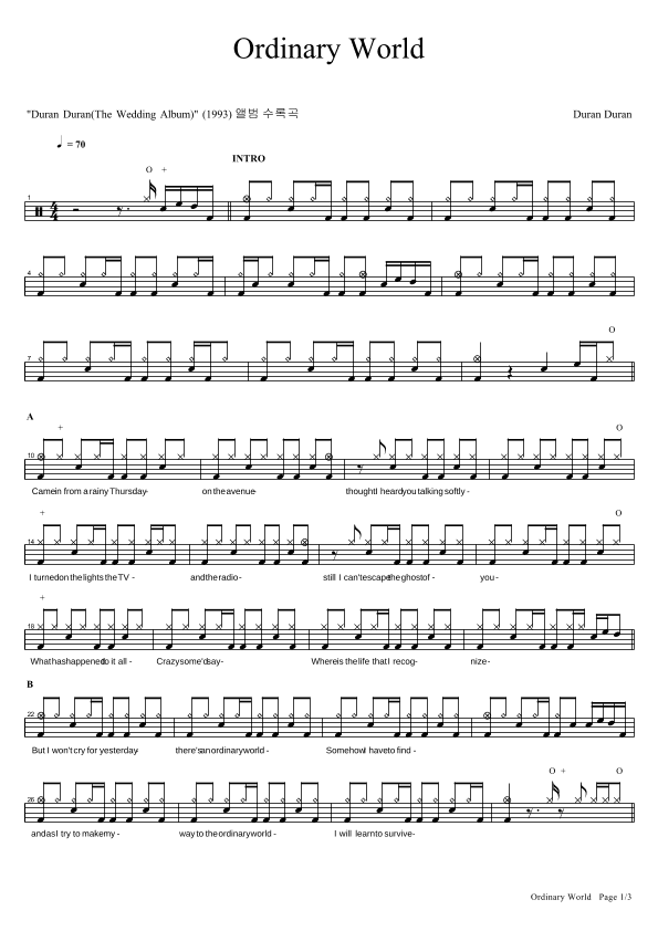 Ordinary World (arr. COPYDRUM)