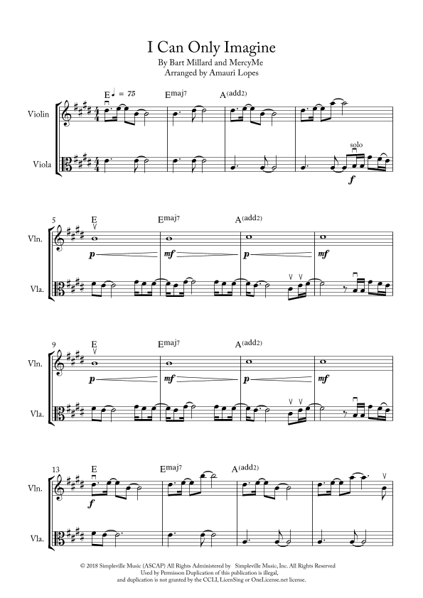 I Can Only Imagine (arr. Amauri Lopes)