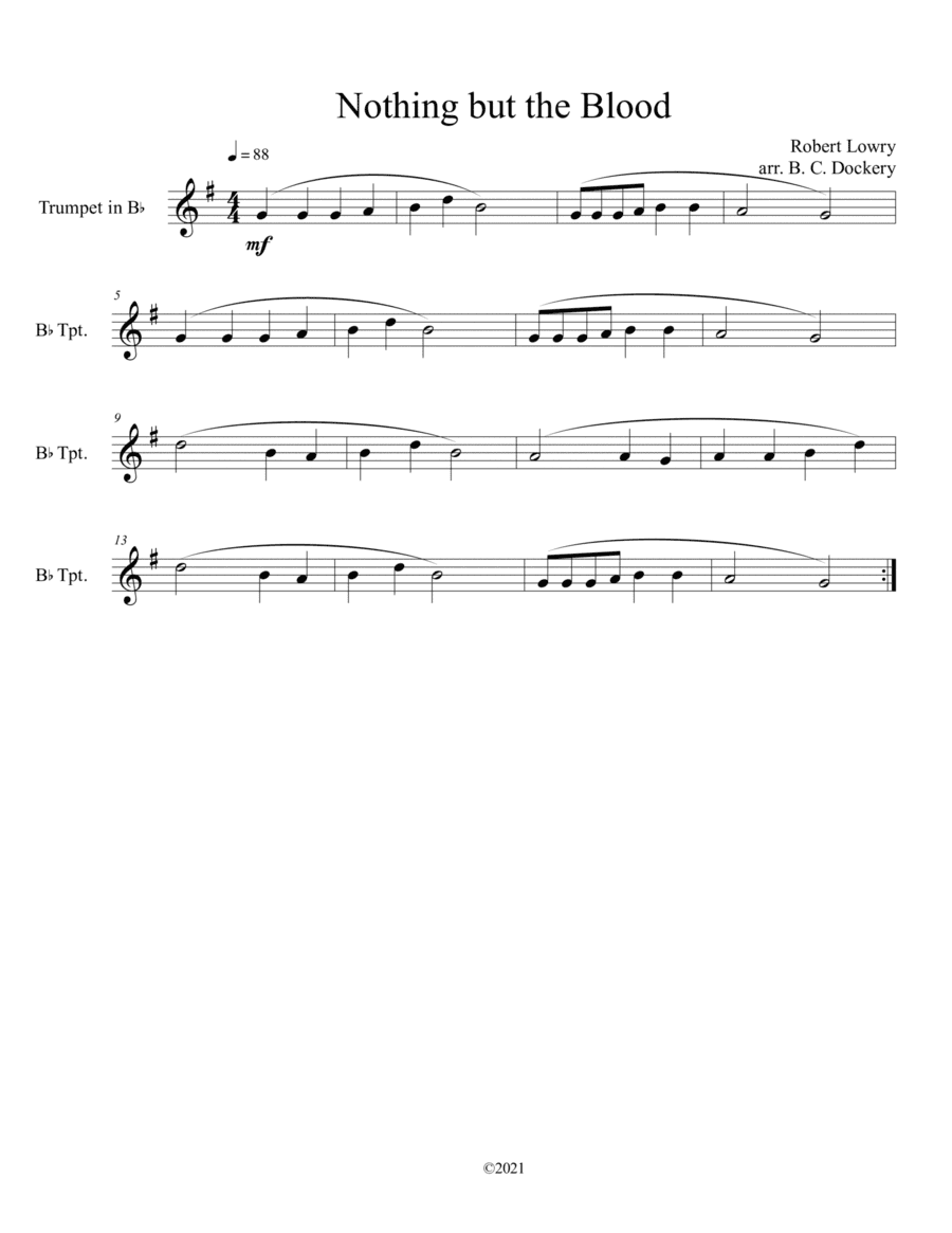 Nothing but the Blood (trumpet solo) (arr. B. C. Dockery)