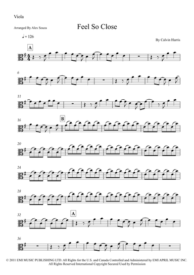 Feel So Close (arr. Alex Souza)