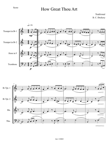 How Great Thou Art (Brass Quartet) (arr. B. C. Dockery)