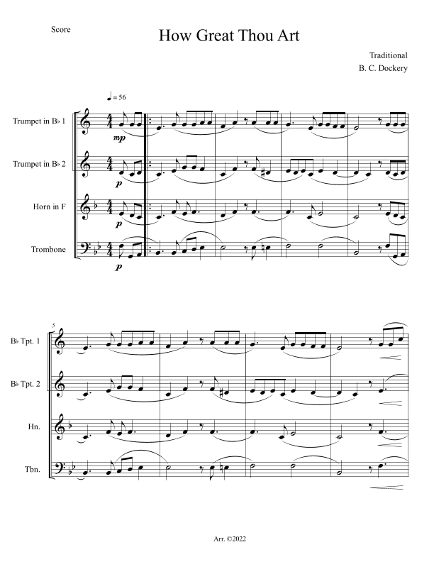 How Great Thou Art (Brass Quartet) (arr. B. C. Dockery)