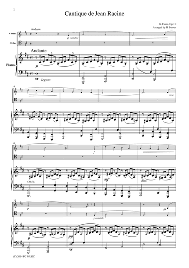 Faure  Cantique de Jean Racine, for piano trio, PF002 (arr. H. Busser)