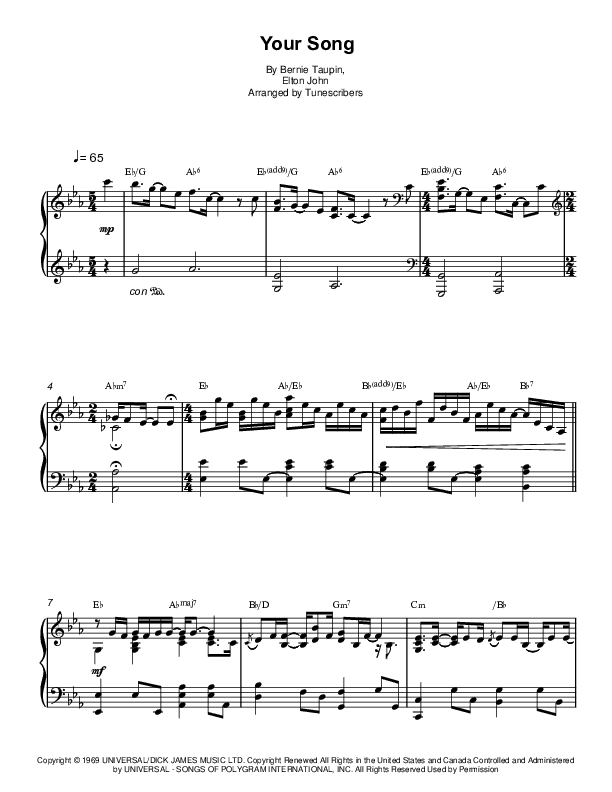 Your Song (arr. Tunescribers)
