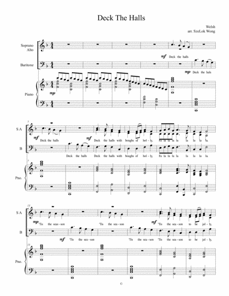 Deck The Halls (SAB) (arr. SzeLok Wong)