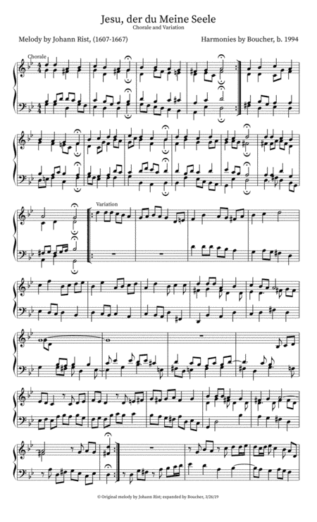 Jesu, der du Meine Seele: Chorale and Variation
