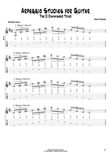 Arpeggio Studies for Guitar - The D Diminished Triad