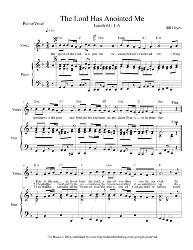 The Lord Has Anointed Me (combination piano/vocal. leadsheet and congregational-worship aid versions