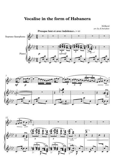 Vocalise in the form of Habanera (soprano sax) (arr. A.Buriakov)