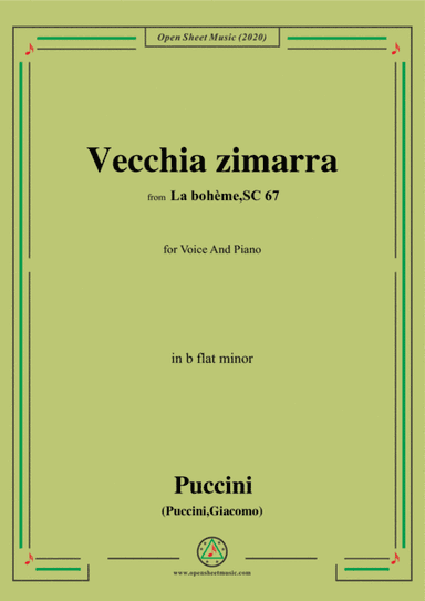Puccini-Vecchia zimarra,in b flat minor,for Voice and Piano (arr. MSM)