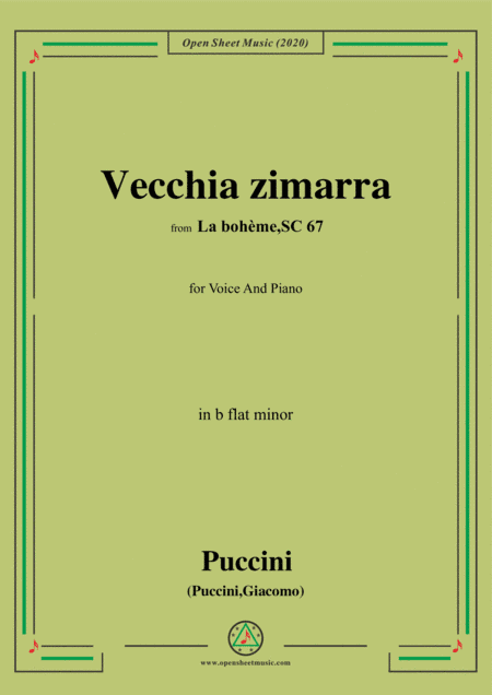 Puccini-Vecchia zimarra,in b flat minor,for Voice and Piano (arr. MSM)