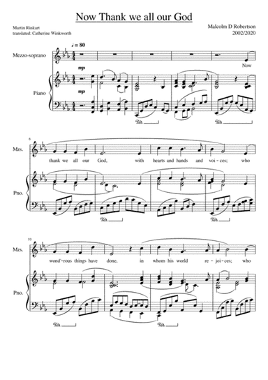 Now thank we all our God (new setting for mezzo & piano)