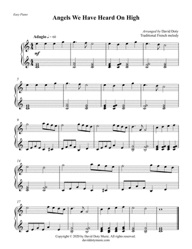 Angels We Have Heard on High Easy Piano Christmas Solo for Beginners (arr. David Doty)