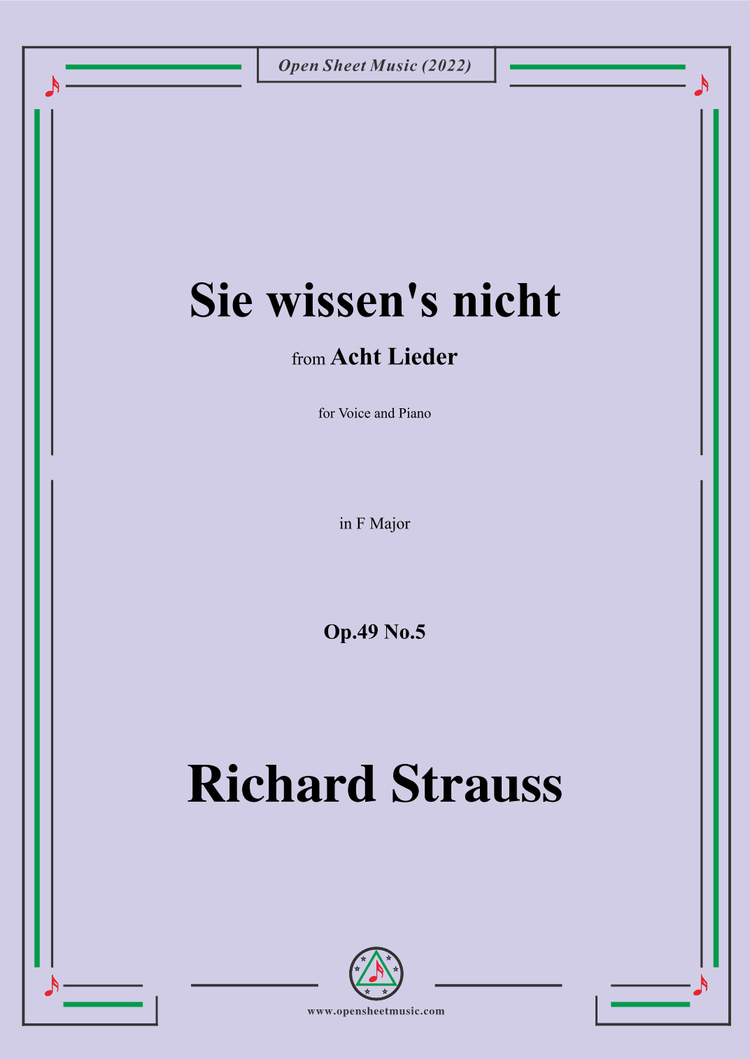 Richard Strauss-Sie wissen's nicht,in F Major (arr. OSM Press)