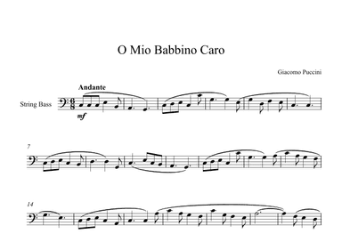 O Mio Babbino Caro - Giacomo Puccini (String Bass) (arr. Digital Book Music)