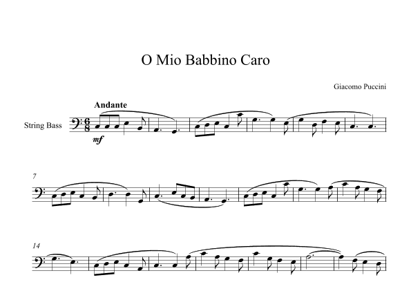 O Mio Babbino Caro - Giacomo Puccini (String Bass) (arr. Digital Book Music)