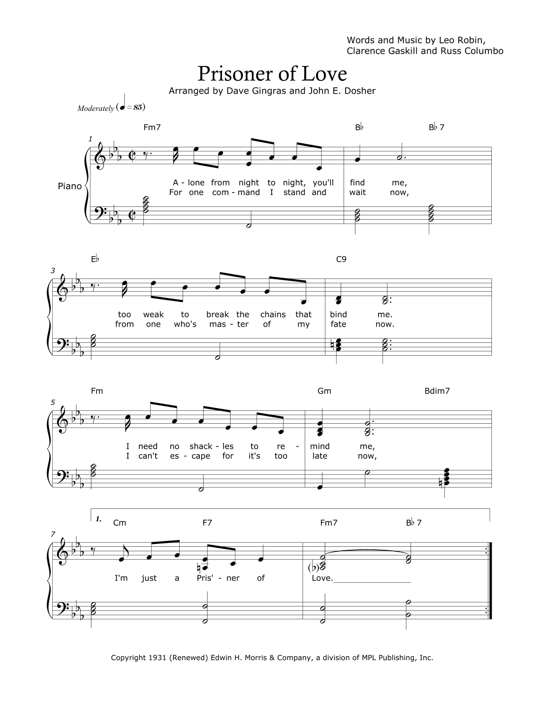 Prisoner Of Love (arr. Dave Gingras and John E. Dosher)