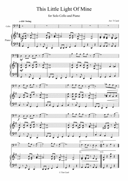 This Little Light of Mine for Cello and Piano (arr. Tim Curd)