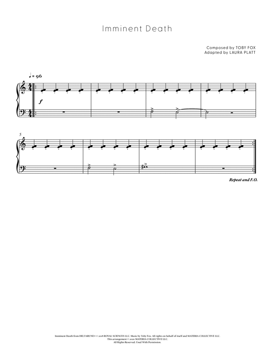 Imminent Death (DELTARUNE - Piano Sheet Music)