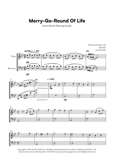 Merry-go-round Of Life (arr. Cadenza Editions)