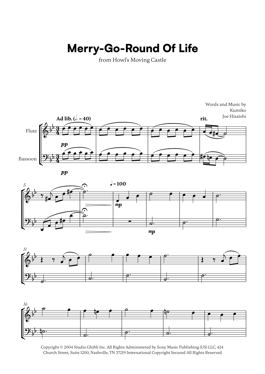 Merry-go-round Of Life (arr. Cadenza Editions)