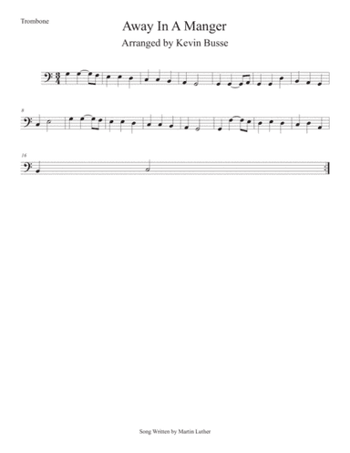 Away In A Manger (Easy key of C) Trombone (arr. Kevin Busse)
