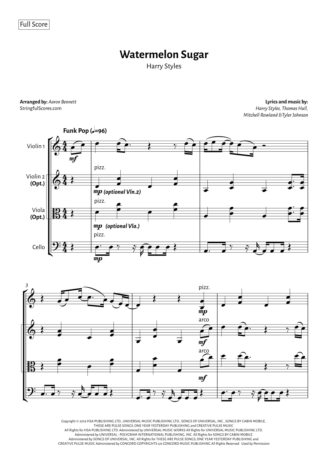 Watermelon Sugar (arr. Aaron Bennett)