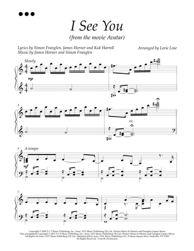 I See You (theme From Avatar) (arr. Lorie Line)