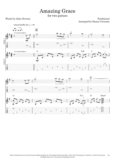 Amazing Grace (for two guitars) (arr. Danny Crocome)