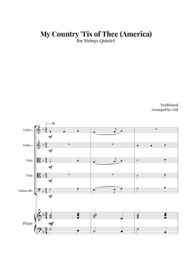 My Country 'Tis of Thee (America) (arr. GDJ)